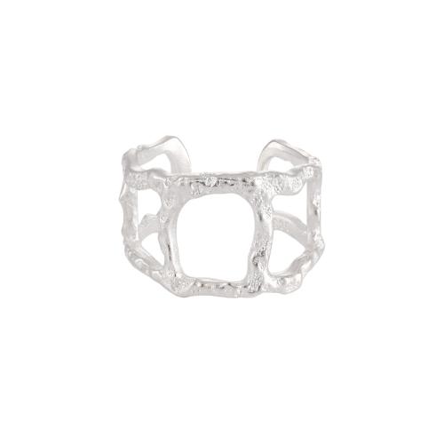 925 Sterling Silver Cuff Finger Ring, Geometrical Pattern, adjustable & for woman & hollow, US Ring Size:6.5, Sold By PC