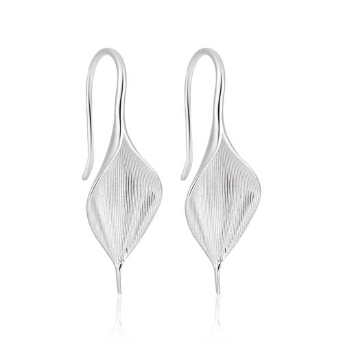 925 Sterling Silver Drop Earring, Maple Leaf, brushed & for woman, silver color, 12x35mm, Sold By Pair