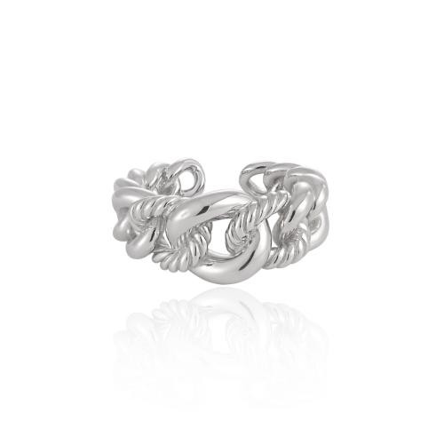 Plata de ley 925 Anillo de dedo Cuff, chapado en platina real, para mujer & hueco, tamaño:7, Vendido por UD