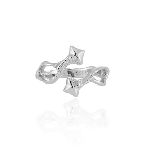 Argent sterling 925 Cuff Bague, réglable & pavé de micro zircon & pour femme, plus de couleurs à choisir, Taille:6, Vendu par PC