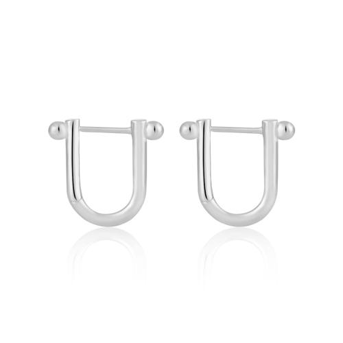 925 Sterling Silver Lever Back Earring, Letter U, fashion jewelry & for woman, more colors for choice, Inner Diameter:Approx 8mm, Sold By Pair