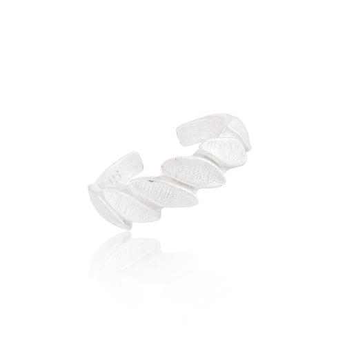 925 Sterling Silver Cuff Finger Ring, Leaf, adjustable & brushed & for woman, silver color, US Ring Size:6.5, Sold By PC