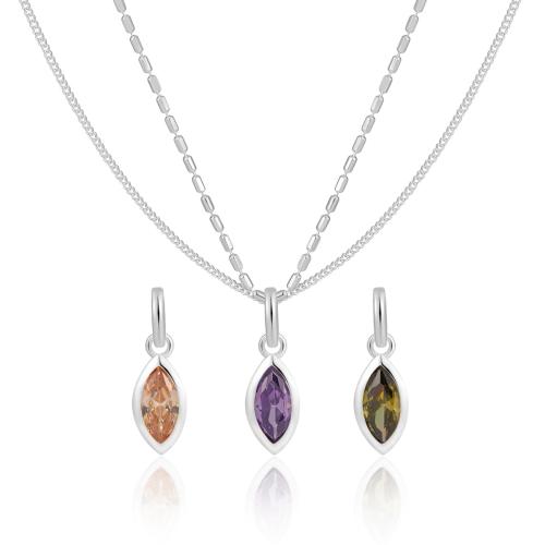 Argent sterling 925 collier, avec 2inch chaînes de rallonge, Motif géométrique, pavé de micro zircon & pour femme, plus de couleurs à choisir, Longueur:Environ 15.7 pouce, Vendu par PC