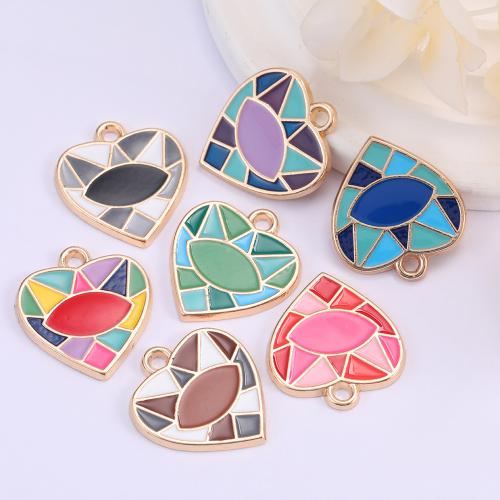 Tibetan Style Enamel Pendants, Heart, gold color plated, DIY, more colors for choice, nickel, lead & cadmium free, 25x27mm, 10PCs/Bag, Sold By Bag