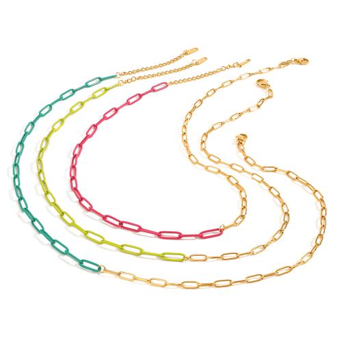 Collier de bijoux en acier inoxydable, Acier inoxydable 304, Placage de couleur d'or, bijoux de mode, plus de couleurs à choisir, Vendu par PC