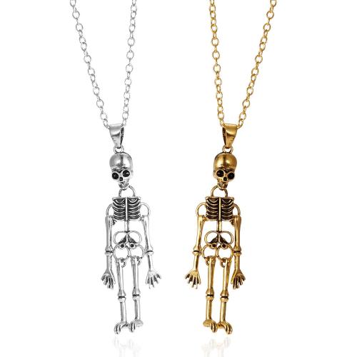 Tibetan Style Necklace, Skeleton, plated, 2 pieces & Unisex & Halloween Jewelry Gift & different styles for choice, Length:Approx 11.81 Inch, Sold By Set