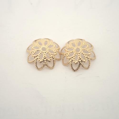 Stainless Steel Bead Cap, 304 Stainless Steel, Flower, Vacuum Ion Plating, DIY, golden, 10mm, Approx 100PCs/Bag, Sold By Bag