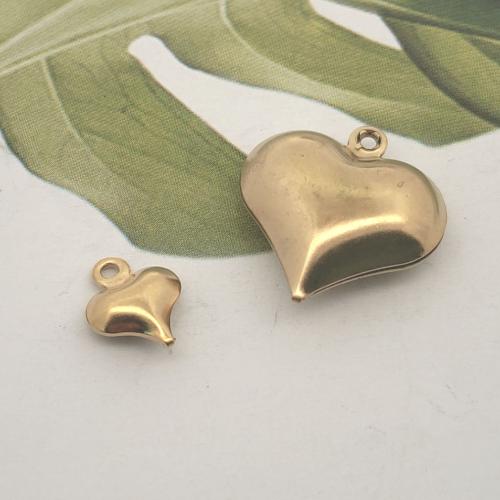 Stainless Steel Heart Pendants, 304 Stainless Steel, Vacuum Ion Plating, DIY & different size for choice, golden, Approx 100PCs/Bag, Sold By Bag