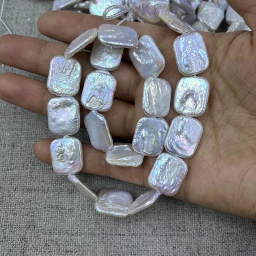 Cultured Baroque Freshwater Pearl Beads, Rectangle, DIY, white, 15x19mm, Approx 20PCs/Strand, Sold By Strand