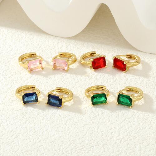 laiton Huggie Anneau d'oreille, avec zircon cubique, Placage de couleur d'or, bijoux de mode & pour femme, plus de couleurs à choisir, protéger l'environnement, sans nickel, plomb et cadmium, Vendu par paire