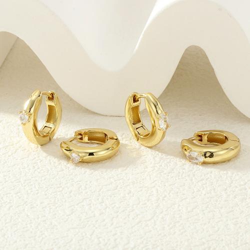 Brass Huggie Hoop Earring, with Cubic Zirconia, gold color plated, fashion jewelry & for woman, more colors for choice, nickel, lead & cadmium free, Sold By Pair