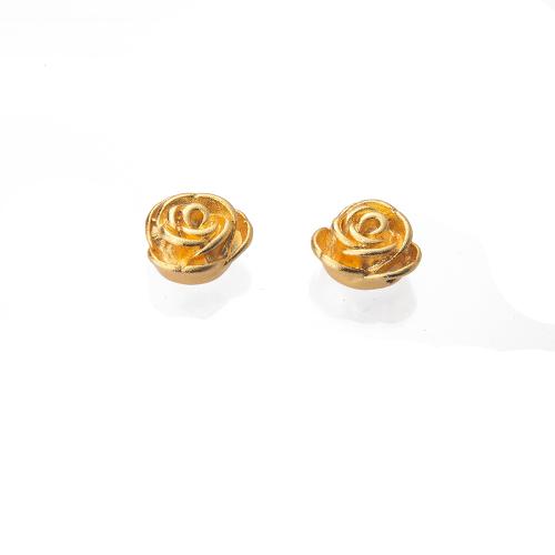 Brass Jewelry Beads, Rose, gold color plated, DIY, nickel, lead & cadmium free, 13x7x13mm, Sold By PC