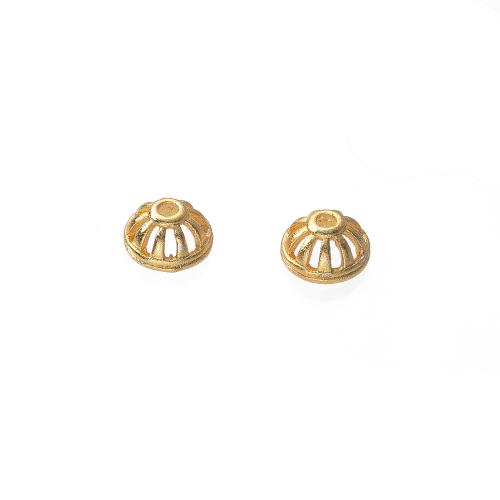 Brass Bead Cap, Round, gold color plated, DIY, nickel, lead & cadmium free, 9x9x5mm, Sold By PC