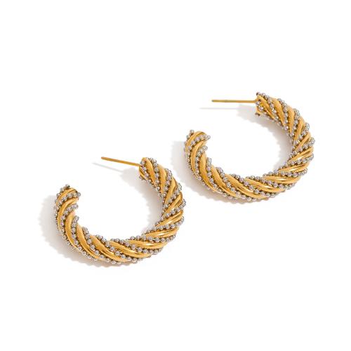 Boucle d'oreille de gaujon en acier inoxydable, Acier inoxydable 304, Placage de couleur d'or, pour femme, Vendu par paire