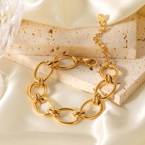 Stainless Steel Jewelry Bracelet, 304 Stainless Steel, gold color plated, for woman, Sold By PC