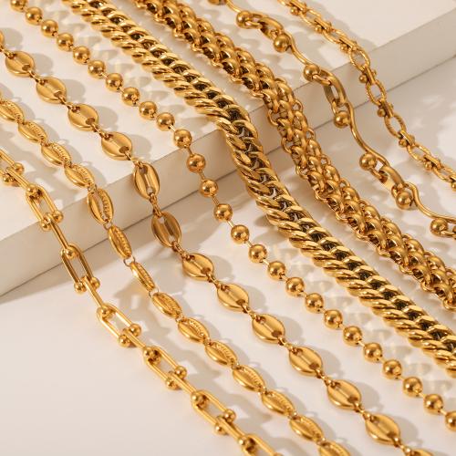 Stainless Steel Chain Necklace, 304 Stainless Steel, gold color plated, different styles for choice & for woman, more colors for choice, Sold By PC