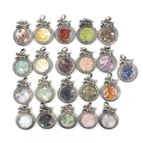 Gemstone Pendants Jewelry, Natural Stone, with Brass, DIY & different materials for choice, more colors for choice, 46x36x12mm, Sold By PC