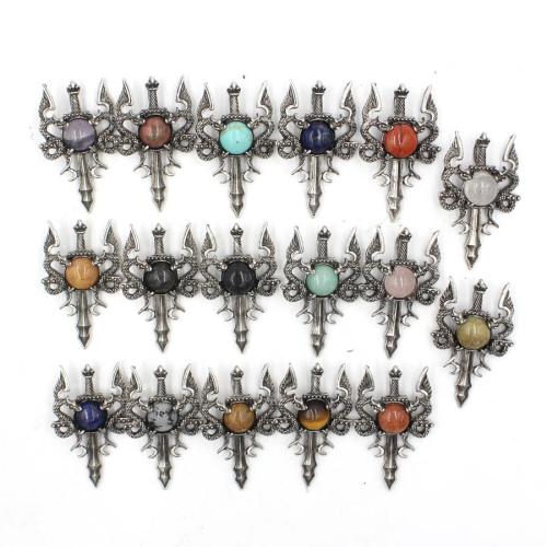 Gemstone Pendants Jewelry, Brass, with Natural Stone, plated, DIY & different materials for choice, more colors for choice, nickel, lead & cadmium free, 48x30x8mm, Sold By PC