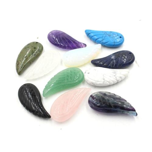 Gemstone Pendants Jewelry, Natural Stone, Wing Shape, DIY & different materials for choice, more colors for choice, nickel, lead & cadmium free, 37x17x8mm, Sold By PC