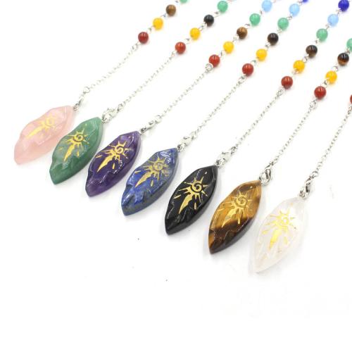 Natural Stone Pendulum, with Brass, different materials for choice, more colors for choice, nickel, lead & cadmium free, 43x16x9mm, Sold By PC