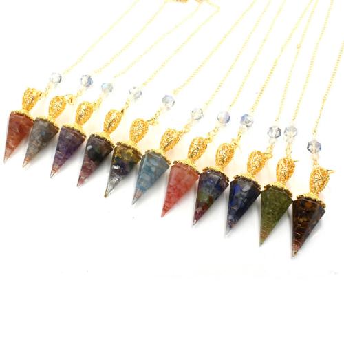 Natural Stone Pendulum, with Brass, different materials for choice, more colors for choice, 43x18x18mm, Sold By PC