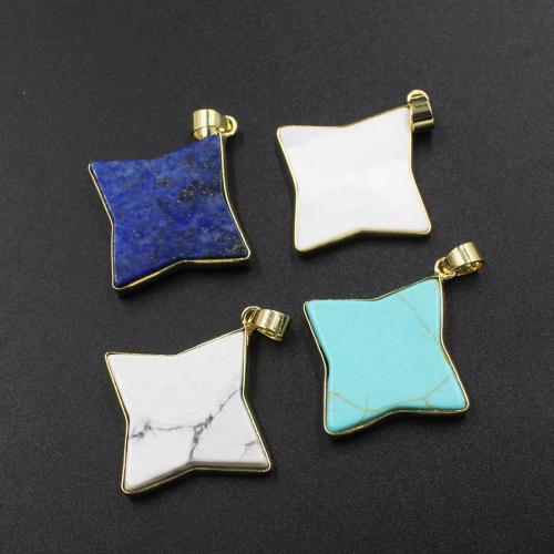 Gemstone Pendants Jewelry, Natural Stone, with Brass, DIY & different materials for choice, more colors for choice, nickel, lead & cadmium free, 34x30x5mm, Sold By PC