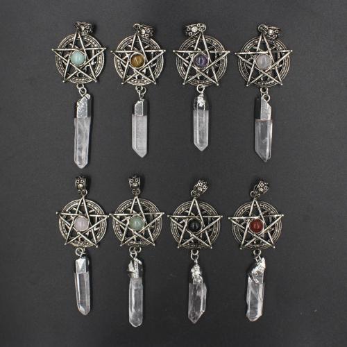 Gemstone Pendants Jewelry, Natural Stone, with Brass, DIY & different materials for choice, more colors for choice, nickel, lead & cadmium free, 30x37mm, Sold By PC