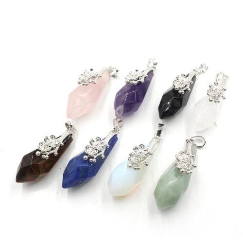 Gemstone Pendants Jewelry, Natural Stone, with Brass, DIY & different materials for choice, more colors for choice, nickel, lead & cadmium free, 15x18x43mm, Sold By PC