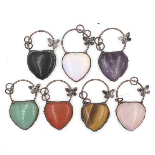 Gemstone Pendants Jewelry, Natural Stone, with Brass, DIY & different materials for choice, more colors for choice, nickel, lead & cadmium free, 8x34x56mm, Sold By PC