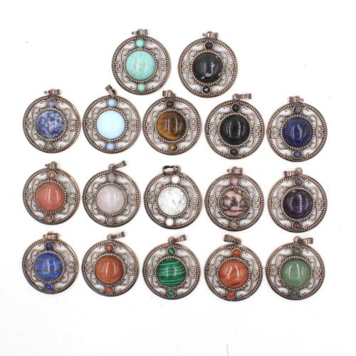 Gemstone Pendants Jewelry, Brass, with Natural Stone, plated, DIY & different materials for choice, more colors for choice, nickel, lead & cadmium free, 9x33x37mm, Sold By PC