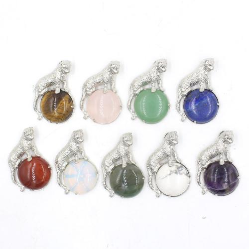 Gemstone Pendants Jewelry, Brass, with Natural Stone, plated, DIY & different materials for choice, more colors for choice, nickel, lead & cadmium free, 43x30x11mm, Sold By PC