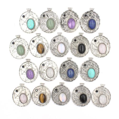 Gemstone Pendants Jewelry, Brass, with Natural Stone, plated, DIY & different materials for choice, more colors for choice, nickel, lead & cadmium free, 8x36x45mm, Sold By PC