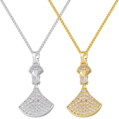 Cubic Zircon Micro Pave Brass Necklace, with 50mm extender chain, plated, fashion jewelry & micro pave cubic zirconia & for woman, more colors for choice, Length:450 mm, Sold By PC