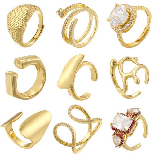 Brass Finger Ring, plated, different styles for choice & micro pave cubic zirconia & for woman, more colors for choice, Sold By PC