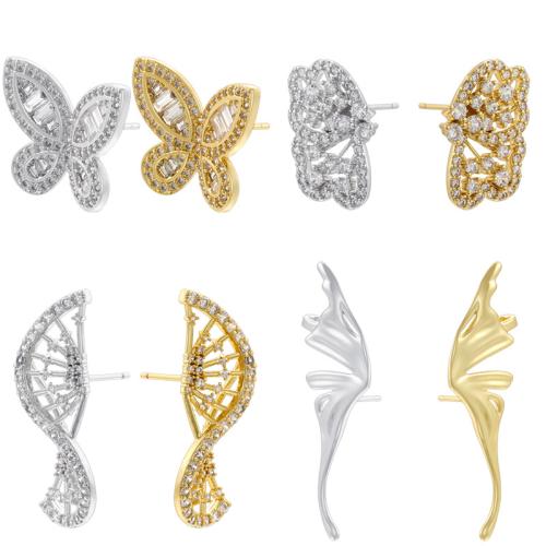 Boucles d'oreilles en laiton zircon cubique pavent, Placage, styles différents pour le choix & pavé de micro zircon & pour femme, plus de couleurs à choisir, Vendu par paire