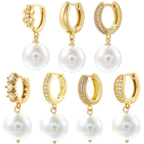 Brass Drop Earring, plated, different styles for choice & micro pave cubic zirconia & for woman, more colors for choice, Sold By Pair