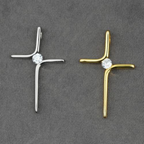 Stainless Steel Cross Pendants, 304 Stainless Steel, plated, DIY & with rhinestone, more colors for choice, Sold By PC