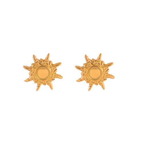 Stainless Steel Stud Earrings, 304 Stainless Steel, Sun, plated, fashion jewelry & for woman, more colors for choice, Sold By Pair