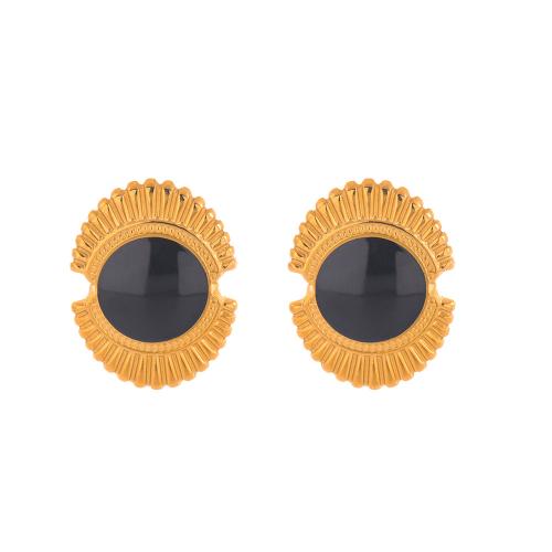 Pendientes de Acero Inoxidable, acero inoxidable 304, 18K chapado en oro, Joyería & para mujer & esmalte, más colores para la opción, Vendido por Par