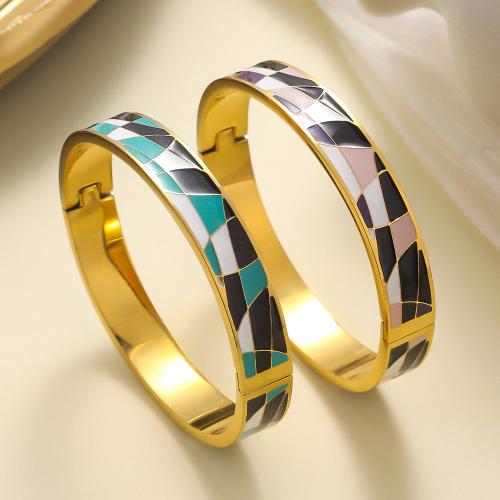 Stainless Steel Bangle, 304 Stainless Steel, 18K gold plated, fashion jewelry & for woman & enamel, more colors for choice, Sold By PC