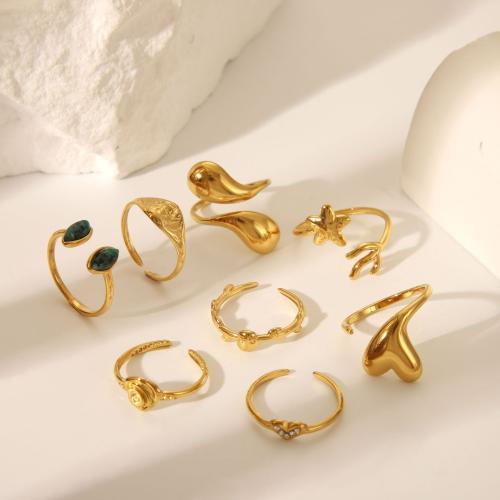 Anillo de dedo de acero inoxidable, acero inoxidable 304, chapado, Joyería & diferentes estilos para la opción & para mujer, dorado, Vendido por UD