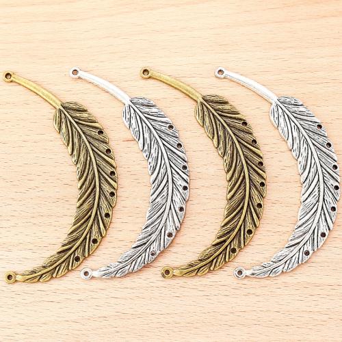 Tibetan Style Connector, Leaf, plated, 2/7loop & DIY, more colors for choice, 93x18mm, 100PCs/Bag, Sold By Bag