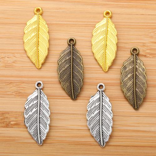 Tibetan Style Leaf Pendants, plated, DIY, more colors for choice, 31x13mm, 100PCs/Bag, Sold By Bag