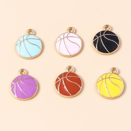 Tibetan Style Enamel Pendants, Basketball, plated, DIY, more colors for choice, 10PCs/Bag, Sold By Bag