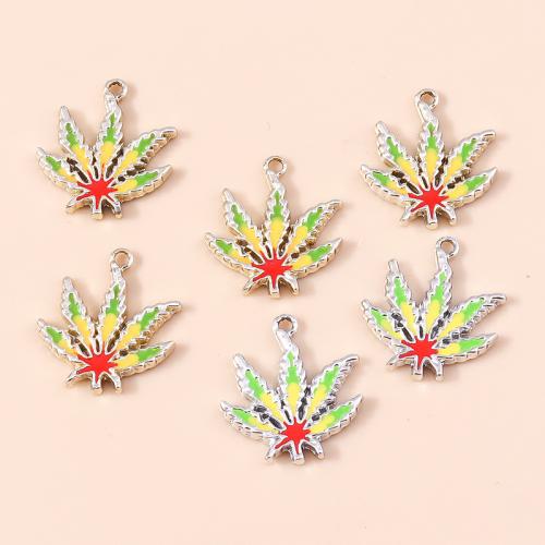 Tibetan Style Enamel Pendants, Leaf, plated, DIY, more colors for choice, 10PCs/Bag, Sold By Bag