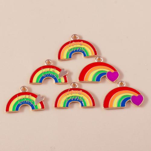 Tibetan Style Enamel Pendants, Rainbow, plated, DIY, more colors for choice, 10PCs/Bag, Sold By Bag