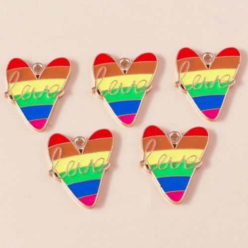 Tibetan Style Enamel Pendants, Heart, plated, DIY, 10PCs/Bag, Sold By Bag