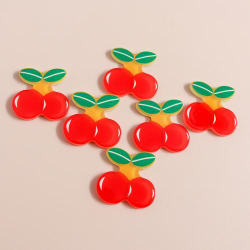 Mobile Phone DIY Decoration, Plastic, with Resin, Cherry, plated, 10PCs/Bag, Sold By Bag