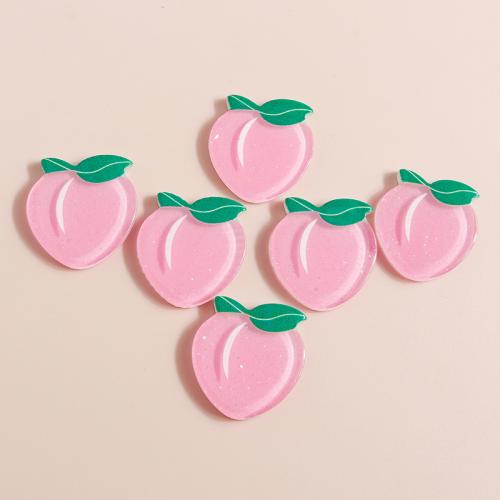 Mobile Phone DIY Decoration, Plastic, with Resin, Peach, plated, 10PCs/Bag, Sold By Bag