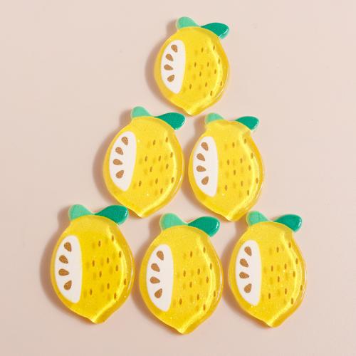 Mobile Phone DIY Decoration, Plastic, with Resin, Lemon, plated, 10PCs/Bag, Sold By Bag